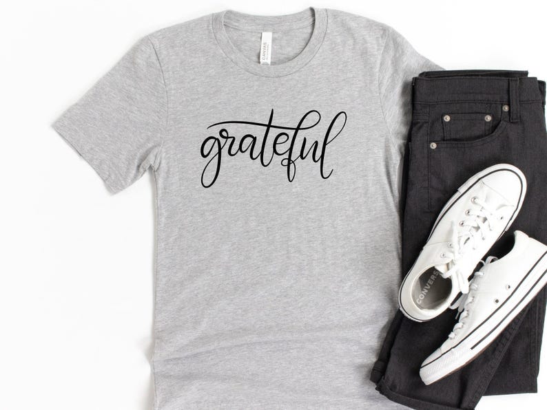 Grateful Shirt, Thankful Christian Tee | Inspirational Womens Apparel | Cotton Blend, Retail Fit image 3