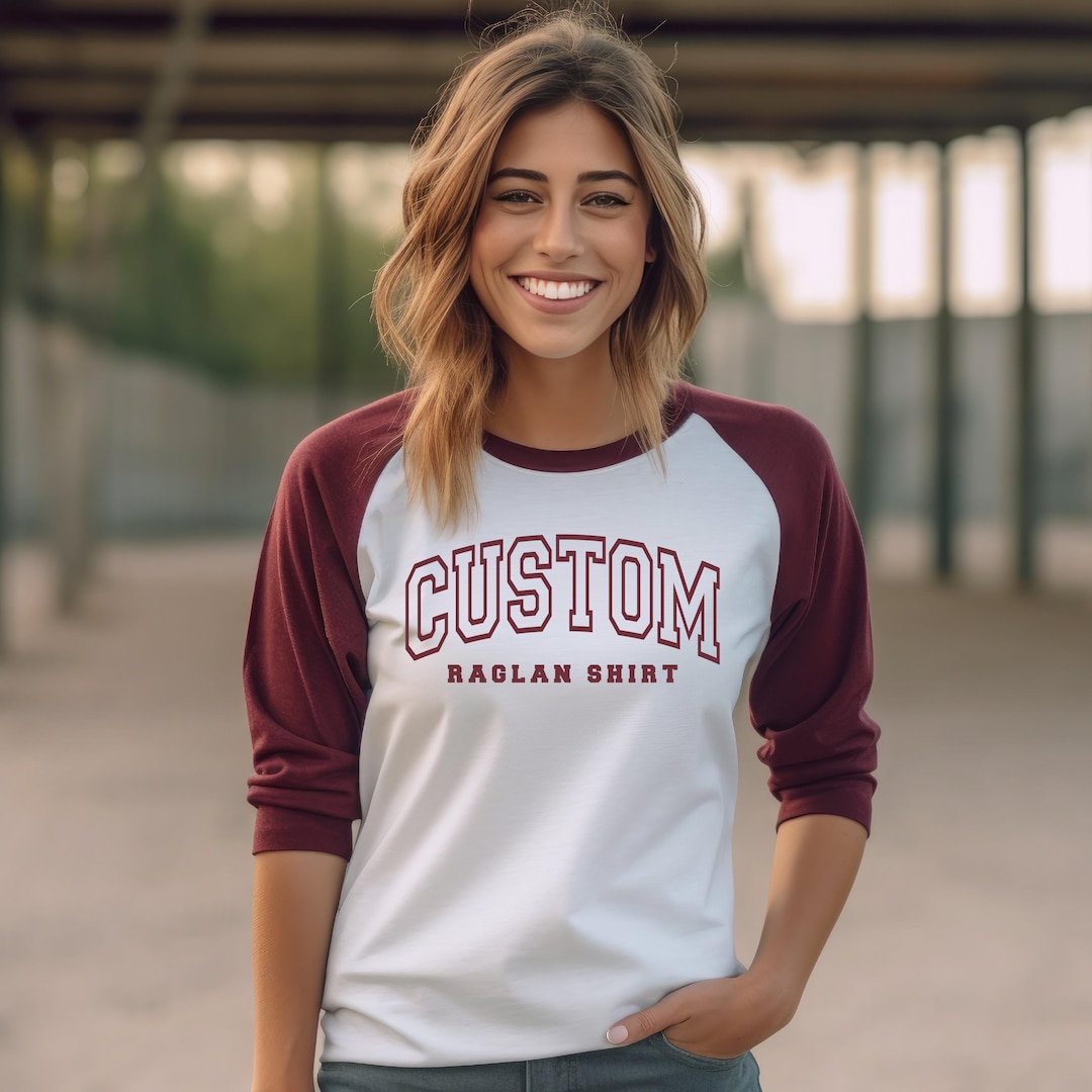 Classic Collage Letter Baseball Raglan - Custom Sports Jersey, Retro ...