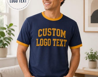 Custom Logo Ringer, Retro Two-Tone Tee | Printed Cotton | Unisex Sizes, Business Wear