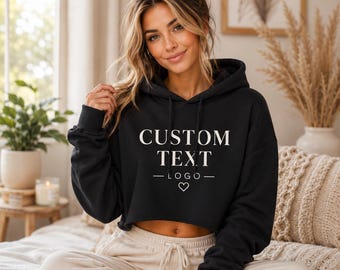 Custom Women's Cropped Hoodie - Personalized Text and Logo Design