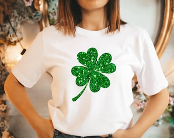 Lucky Shirt, Glitter Shamrock Shirt, Irish T-Shirt, Women Glitter Patrick's Day Shirt, St Patricks Day Tee, Shamrock Shirt Women