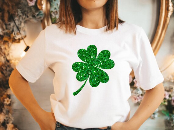 Lucky Shirt, Glitter Shamrock Shirt, Irish T-Shirt, Women Glitter Patrick's Day Shirt, St Patricks Day Tee, Shamrock Shirt Women