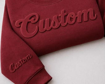 Raised Puff Letter Sweatshirt: Custom Embossed Text, Cozy Style