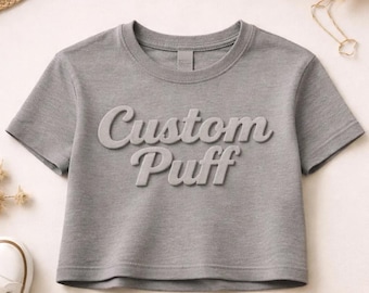 Puff Embossed Crop Top - Custom Raised Text, Trendy Summer Shirt