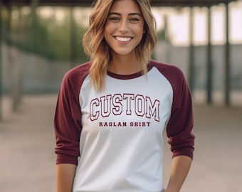 Classic Collage Letter Baseball Raglan - Custom Sports Jersey, Retro Team Tee, Personalized Raglan Sleeve Shirt, Vintage Style