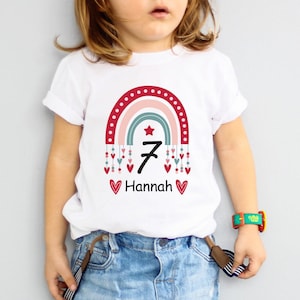 Custom Birthday Girl Shirt, 7th Birthday Shirt, Personalized Rainbow Birthday Shirt, Seven Birthday Gift, Seventh Birthday Tee image 5
