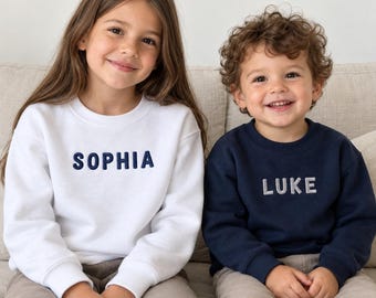 Embroidered Name Sweatshirt for Toddler and Youth, Personalized Kids Crewneck, Everyday Outfit
