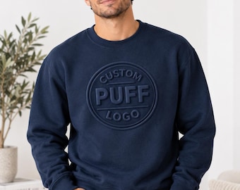 Raised Puff Logo, Custom 3D Crewneck | Soft Cotton Blend | Streetwear Style, Unisex Sizes