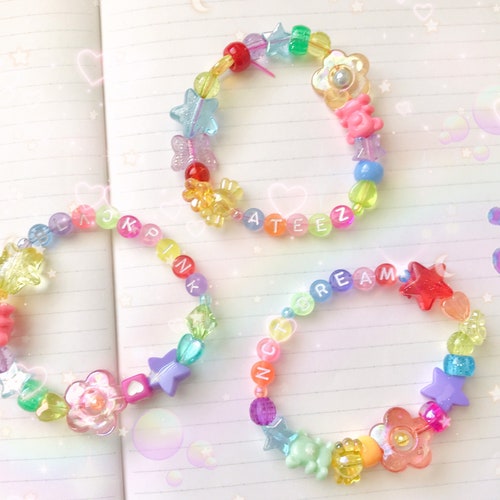 Flower Kandi Bracelet Cuffs Choose Your Own Color Rainbow Etsy