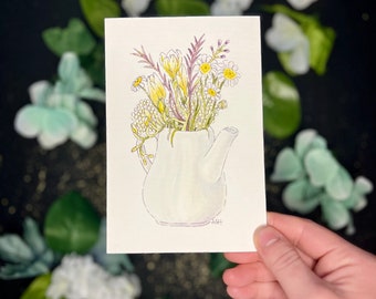 Original Watercolor Painting | Line and Wash | Watercolor Flowers Vase Unframed Painting