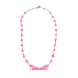 Pink Lover’s Crystal Glass Acrylic Flowers Beads Necklace