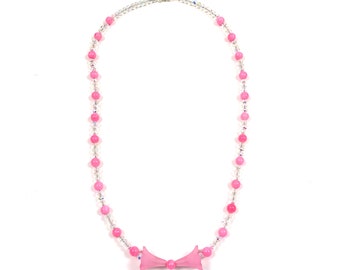 Collier Fleur En Tissu Avec Perles Cristal - Fermoir Réglable, Neuf Avec étiquettes