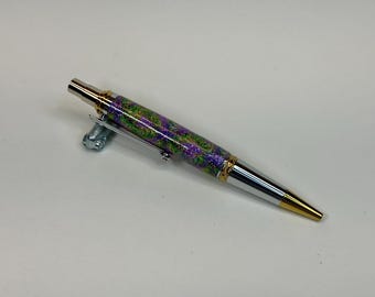 Bolígrafo de clic Majestic Squire EDC dorado y cromado hecho a mano