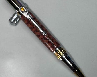 Bolígrafo Art Déco Twist: dorado, TN y cromo, cristal de Swarovski