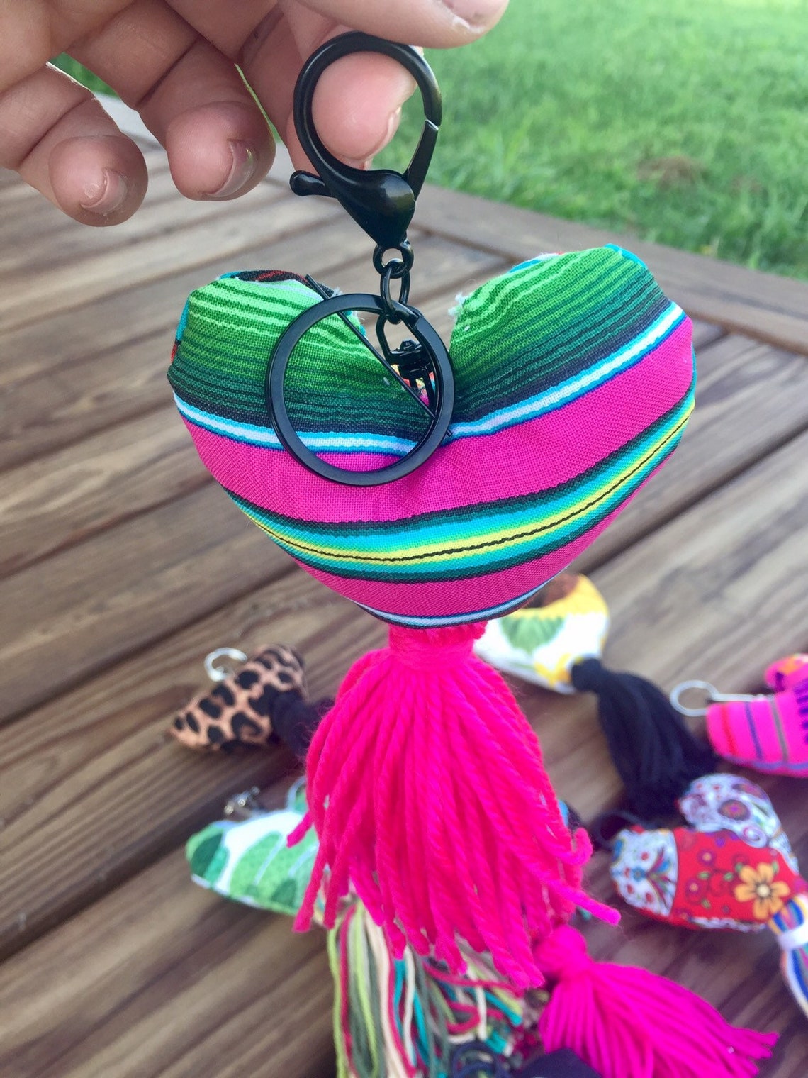 Fabric keychain Mexican keychains llaveros artesanales. Etsy