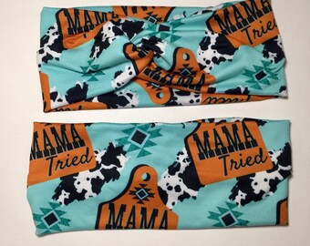 Western Headband, Turquoise Western Headband, Mama Tried Headband.