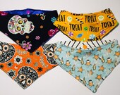 Halloween Pet Bandana, sugarskull dog bandana, Halloween dog bandana.