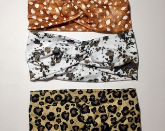 Animal Print Twisted Headband: Buttery Soft Stretch Fabric