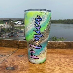MARBLE Neon Tumbler, Personalized marble Cup, Custom Glitter name cup, marble name Cup, custom tumbler with neon colors, neon custom cup