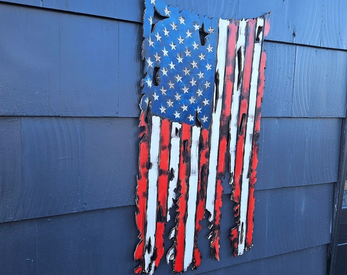 Wooden Draped Tattered Flag Distressed Wooden Flag.