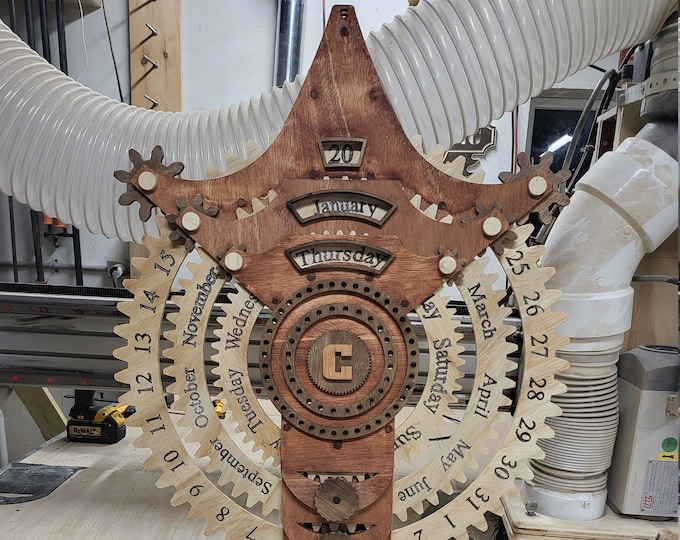 SVG Gear Driven Perpetual Calendar SVG cut file for CNC and Lasers 3 different sizes in one download Small Medium Large to fit your size cnc