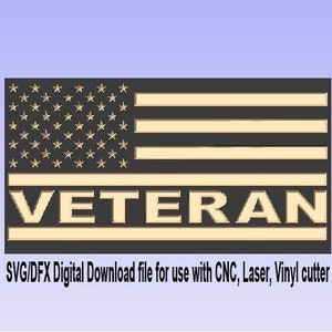 SVG Veteran American Flag do użytku z CNC i laserami. Sprawdź nasz pakiet 50 flag, aby uzyskać ogromne oszczędności!!