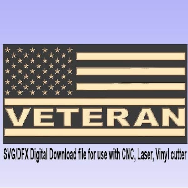 SVG Veteran American Flag SVG dfx pdf file For use With CNC and lasers