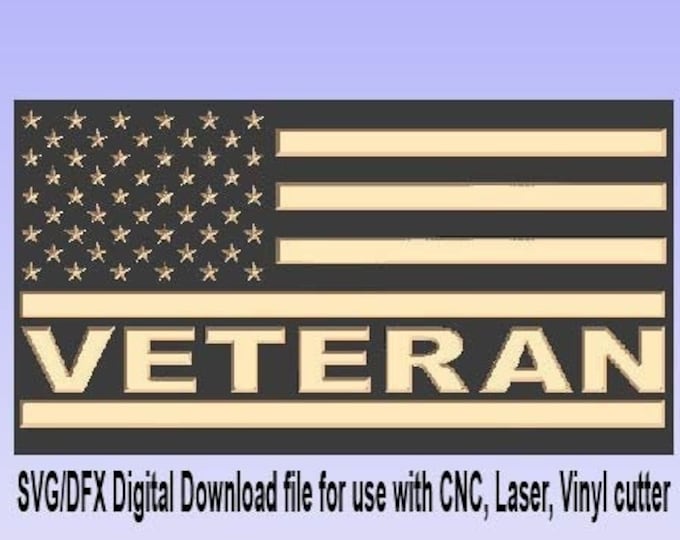 SVG Veteran American Flag For Use With CNC and Lasers. Check out our 50 flag bundle for huge savings!!
