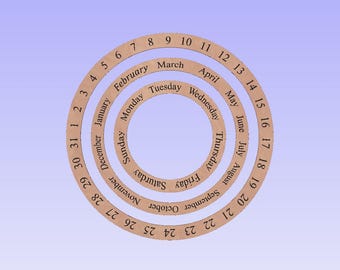 Archivo SVG de anillos de calendario perpetuo para crear un calendario perpetuo en su máquina CNC o láser
