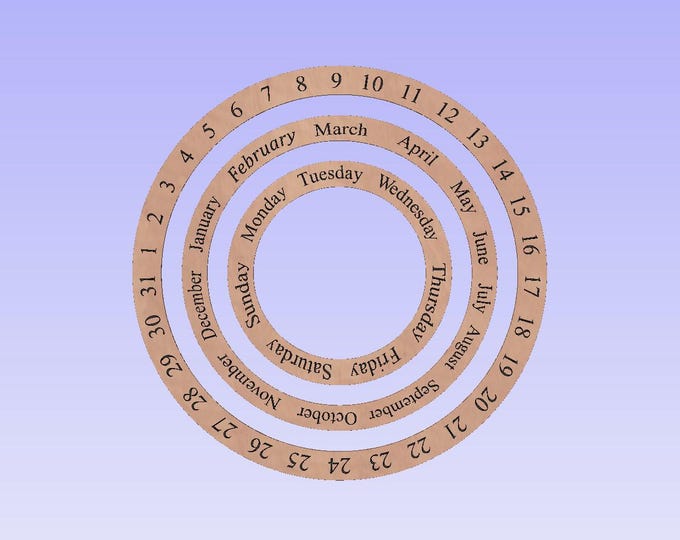 SVG File Perpetual Calendar Rings For Making a Perpetual Calendar On Your CNC Or Laser