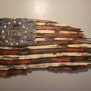 SVG 1776 Tattered American Flag SVG cut file for use with CNC and Laser engravers