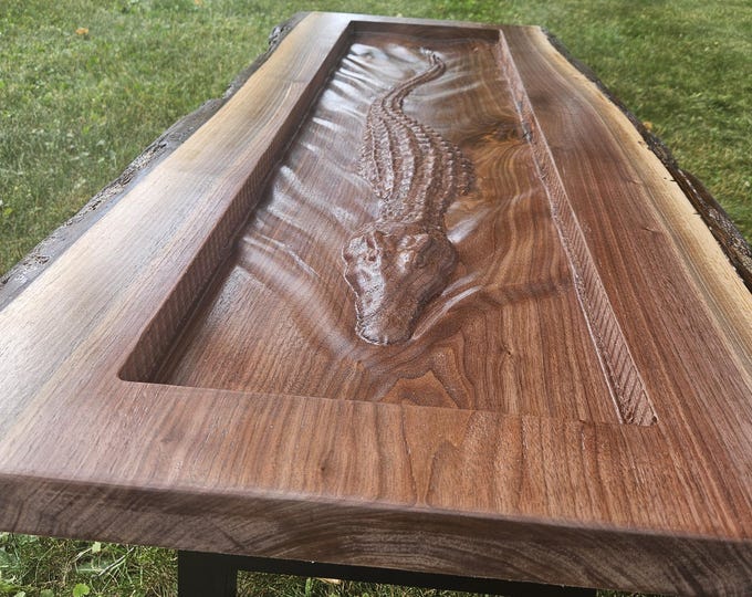 Live Edge Black Walnut Crocodile Coffee Table. Free Shipping!!!!