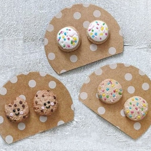 Cookie Earrings, Sugar Cookie Earrings, Chocolate Chip Cookie Earrings, Sprinkle Cookie Earrings, Dessert Earrings, Food Earrings, Mini Food