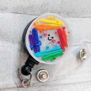 Rainbow Petri Dish Badge Reel, Scientist Badge, Medical Lab Tech Badge, Lab Tech Gift, Science Badge, MLT Badge, Scientist Gift, MLT Gift