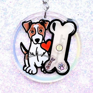 Red and White Jack Russell Keychain, Smooth Jack Russell Terrier Keyring, Jack Russell Christmas Stocking Stuffer, Jack Russell Memorial