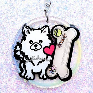 White Pomeranian Keychain, Pomeranian Dog Keyring, Pomeranian Dog Mom Gift, Pommy Dog Charm, Pomeranian Christmas Stocking Stuffer Gift