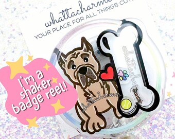 Carrete de insignia de Cane Corso leonado, insignia de Cane Corso con orejas recortadas, insignia de perro Cane Corso, insignia de cachorro Corso, calcetín navideño de Cane Corso