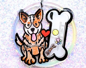 Red Australian Cattle Dog Keychain, Red Heeler Keyring, Red Cattle Dog Charm, Australian Cattle Dog Christmas Stocking Stuffer Gift