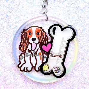 Red and White Cocker Spaniel Keychain, English Cocker Spaniel Keyring, American Cocker Spaniel Charm, Cocker Spaniel Stocking Stuffer Gift