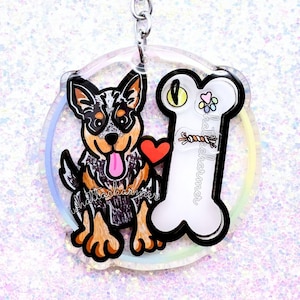 Blauer Australian Cattle Dog Schlüsselanhänger, Blauer Heeler Schlüsselanhänger, Blauer Cattle Dog Anhänger, Australian Cattle Dog Weihnachtsstrumpf Stuffer Geschenk