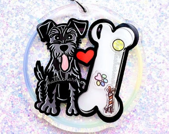 Llavero de Schnauzer Negro, Llavero de Schnauzer Miniatura, Dije de Schnauzer Estándar, Regalo para Mamá Schnauzer, Adorno Navideño de Schnauzer