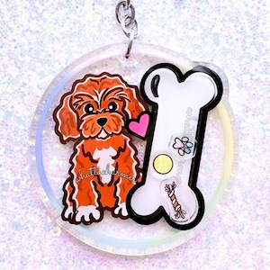 Ruby Red Cavapoo Acrylic Keychain, Cavapoo Mom Keyring, Cavapoo Puppies Charm, Cavapoo Christmas Ornament, Cavapoo Stocking Stuffer