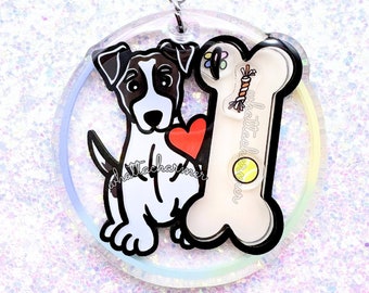 Schwarz-Weiß-Jack-Russell-Terrier-Schlüsselanhänger, Jack-Russell-Schlüsselring, Jack-Russell-Weihnachtsstrumpffüller, Jack-Russell-Gedenkgeschenk