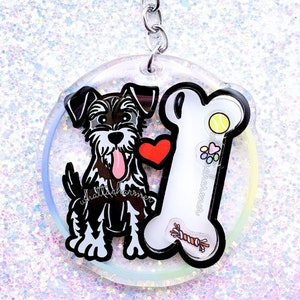 Black and Silver Schnauzer Keychain, Black and White Miniature Schnauzer Keyring, Standard Schnauzer Dog Charm, Schnauzer Mom Gift