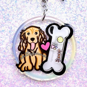 Golden Cocker Spaniel Keychain, English Cocker Spaniel Keyring, American Cocker Spaniel Dog Charm, Cocker Spaniel Christmas Stocking Stuffer