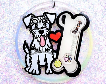 Llavero de Schnauzer blanco, llavero de Schnauzer miniatura, dije de Schnauzer estándar, regalo para mamá amante de los Schnauzer, detalle navideño para amantes de los Schnauzer