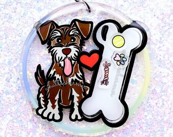 Llavero Schnauzer de hígado y bronceado, llavero Schnauzer miniatura de hígado, encanto de perro Schnauzer estándar marrón, regalo de mamá Schnauzer