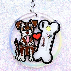 Liver and Tan Schnauzer Keychain, Liver Miniature Schnauzer Keyring, Brown Standard Schnauzer Dog Charm, Schnauzer Mom Gift