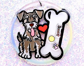 Llavero Schnauzer de hígado y pimienta, llavero Schnauzer miniatura de hígado, encanto de perro Schnauzer estándar marrón, regalo de mamá Schnauzer