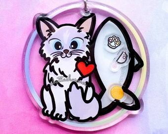 Llavero de gato Ragdoll de punta lila, llavero de mamá Ragdoll, adorno navideño de gatito Ragdoll, dije de gatito Ragdoll, regalo para papá Ragdoll